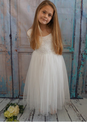 Long Sleeves Ivory Flower Girl Dress Long Sleeves Ivory Flower Girl Dress